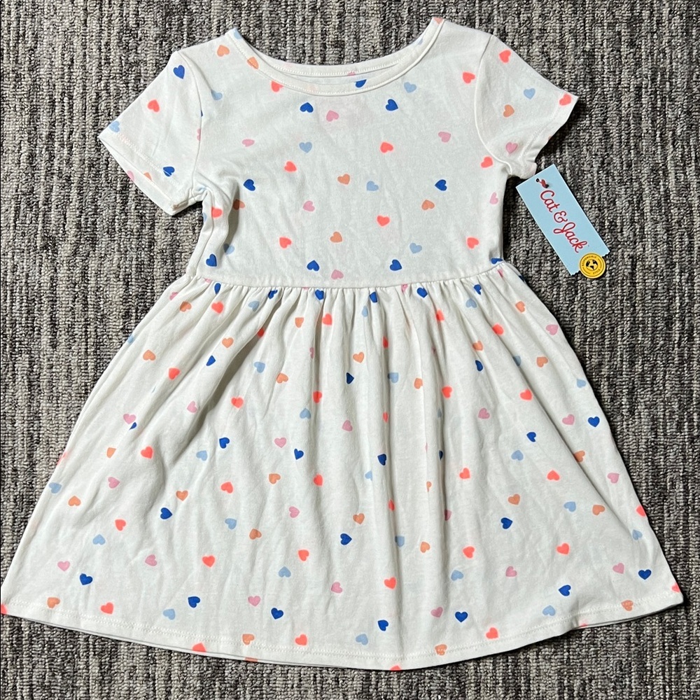 Cat & Jack - Colorful Heart Print Kids Dress Size 4T